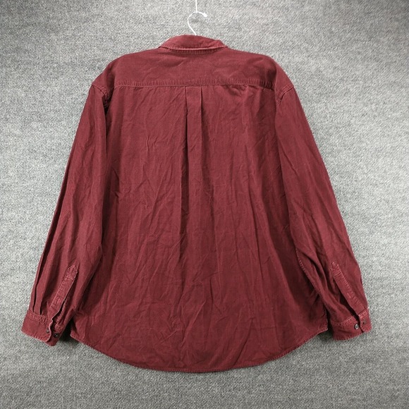 Eddie Bauer Men's Button Down Shirt Burgundy Red XL Long Sleeve Cotton - Picture 5 of 11